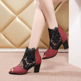 Women's Large Size Peep Toe Summer Mesh High Heels